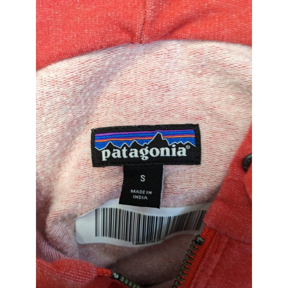 Pantagonia Size Small Zip Up Hoodie Hooded Jacket Red Cotton Blend Long Sleeves - Picture 10 of 11